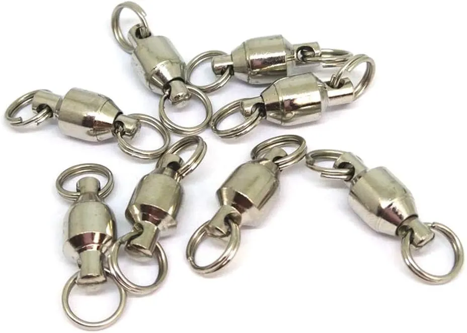 25/50pcs Ball Bearing Swivel Fishing Stainless Split Ring Fish Hooks Connectors for Saltwater 7LB-132LB