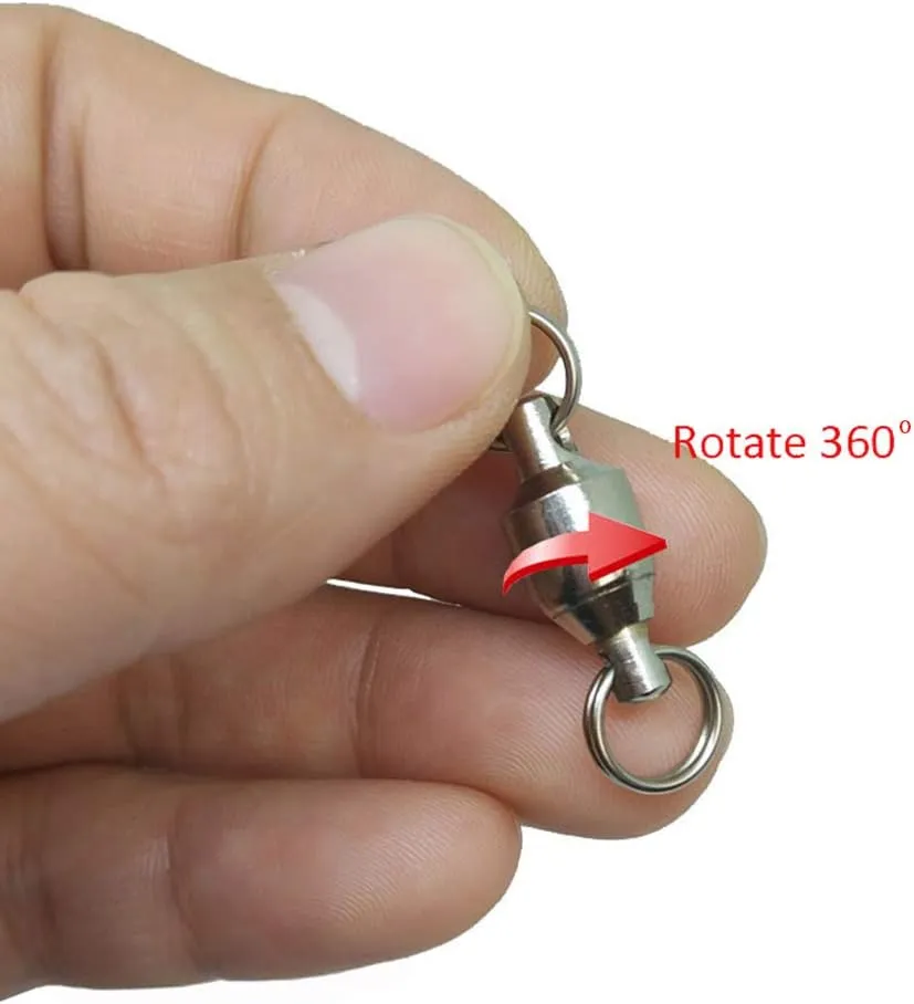 25/50pcs Ball Bearing Swivel Fishing Stainless Split Ring Fish Hooks Connectors for Saltwater 7LB-132LB