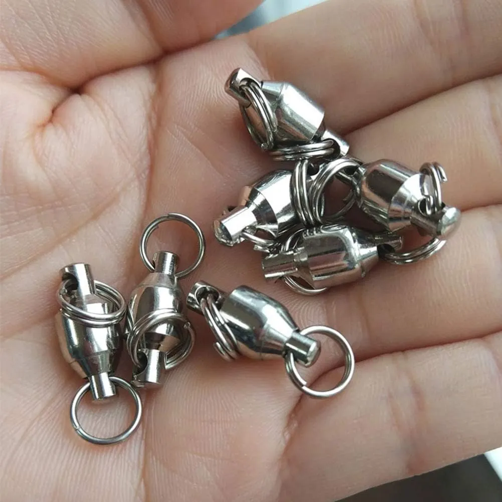 25/50pcs Ball Bearing Swivel Fishing Stainless Split Ring Fish Hooks Connectors for Saltwater 7LB-132LB