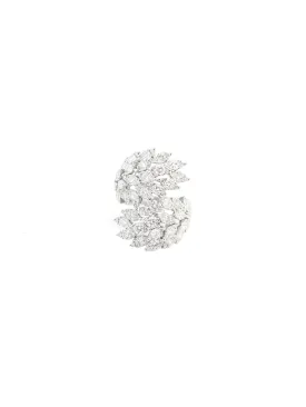 3.40ct Diamond 18K Gold Cluster Leaf Bypass Ring