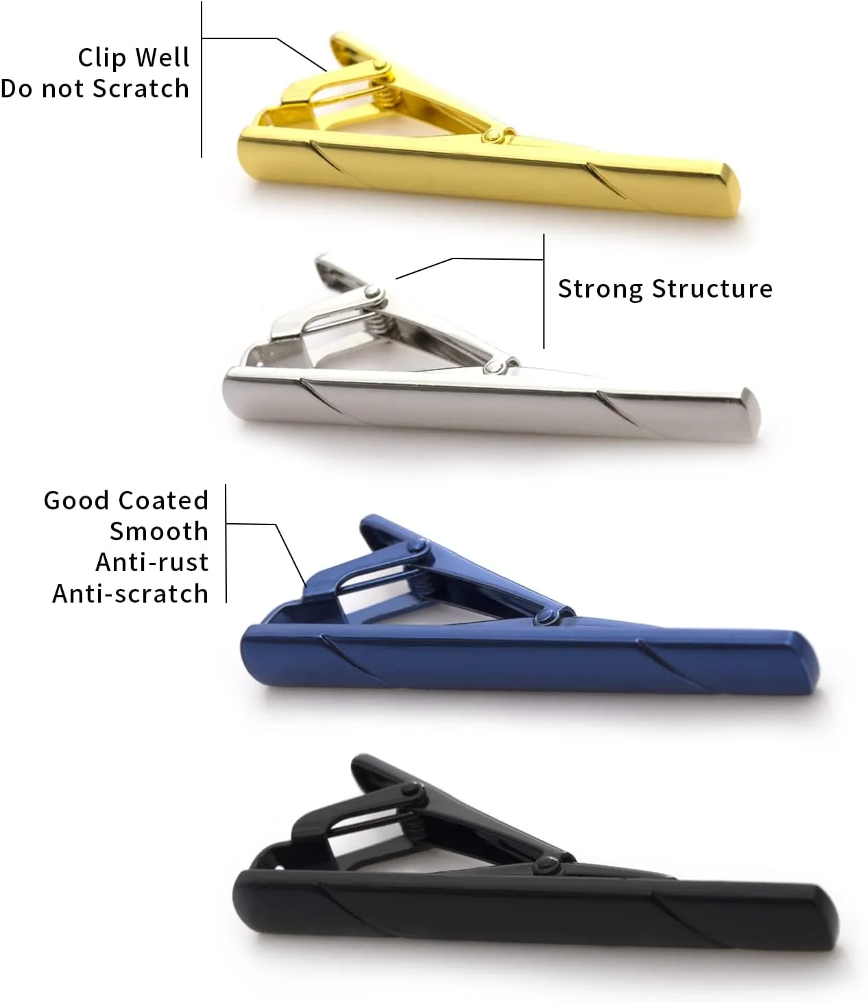 4pcs Tie Clips for Men Tie Clip Tie Bar Tie Bars for Men with gift box