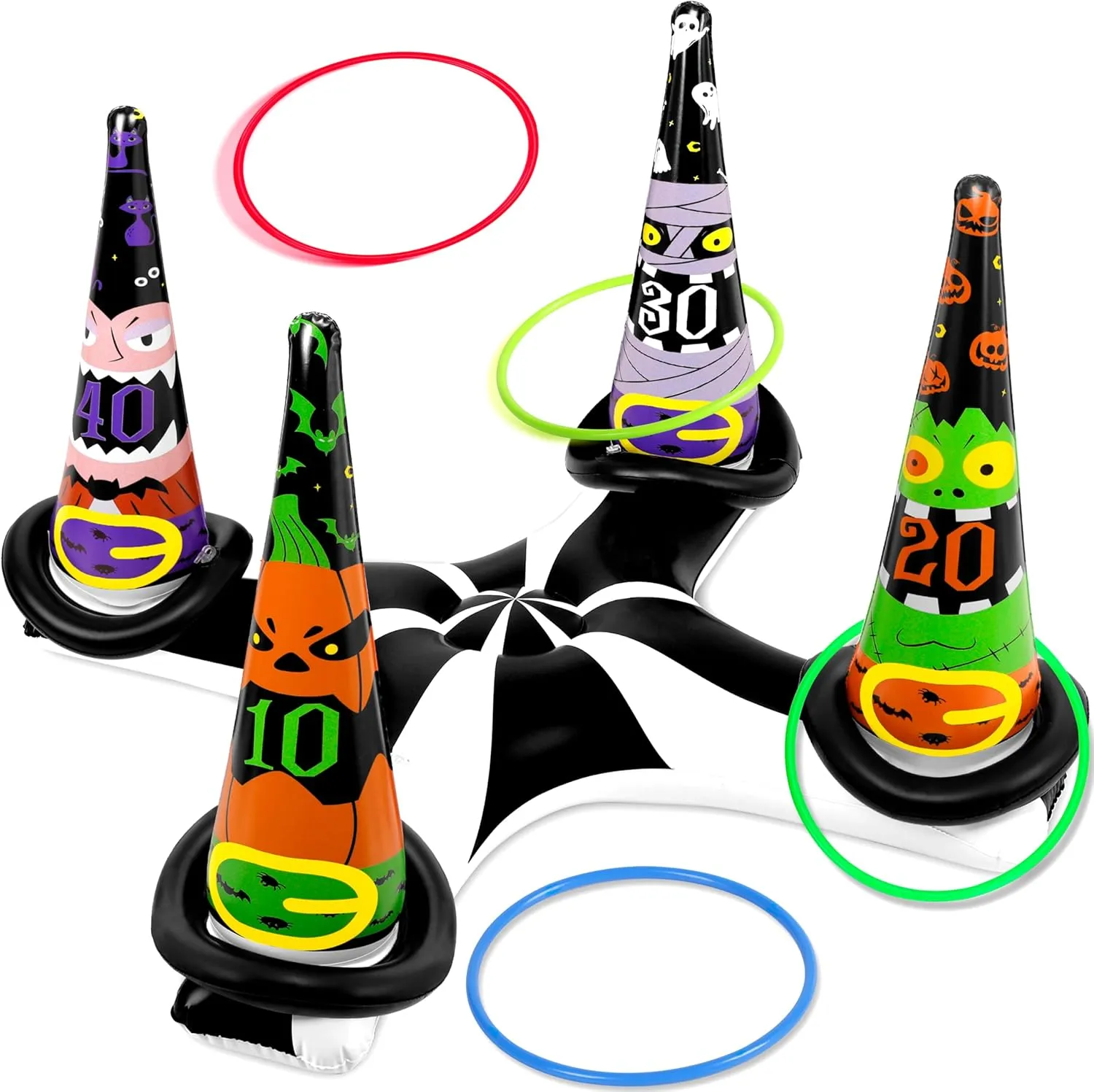 90shine Halloween Games - Inflatable Witch Hat Ring Toss Game for Kids Adults Families, Gifts Toys Indoor Outdoor Holiday Party Supplies Decorations