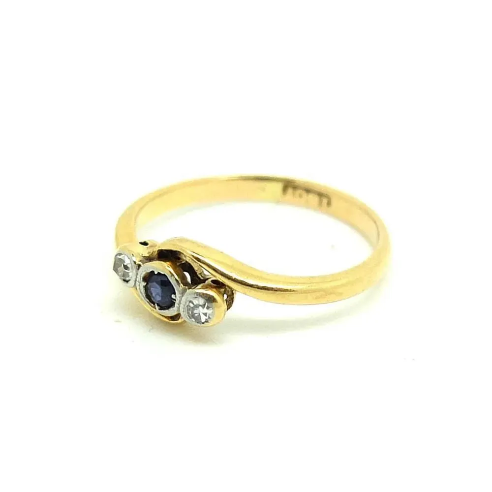 Antique Edwardian Diamond & Sapphire 18ct Gold Pink Ring