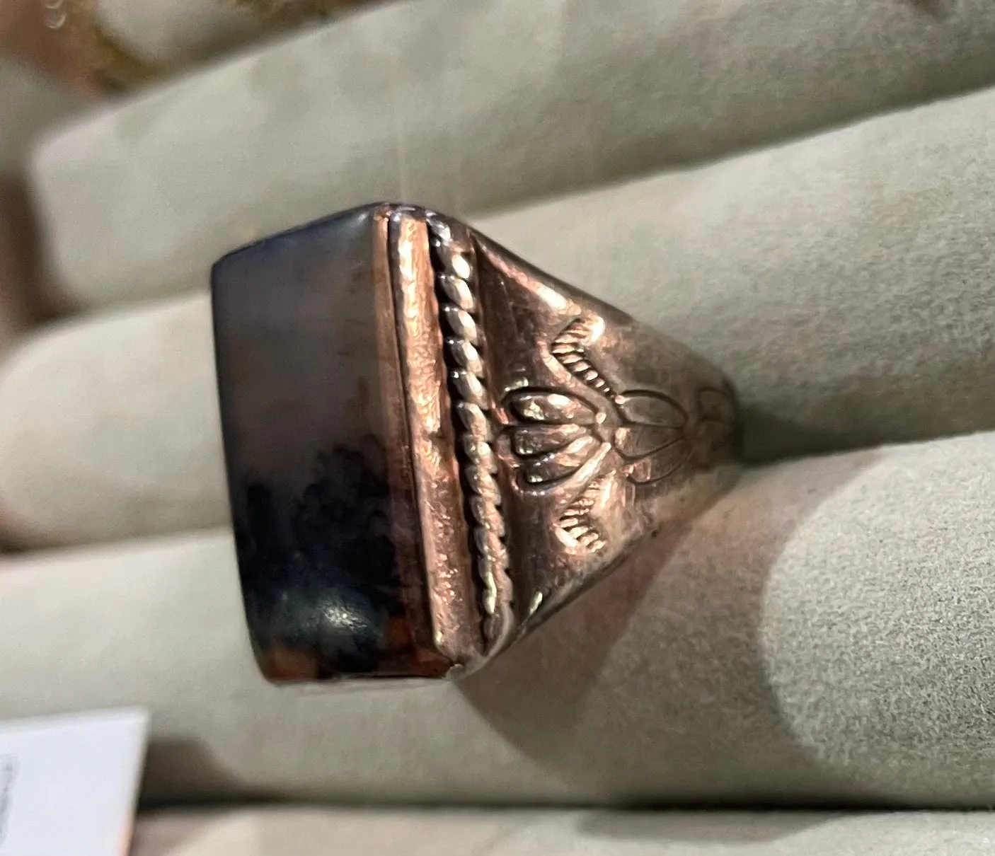 Antique Sterling & Stone Asian Ring