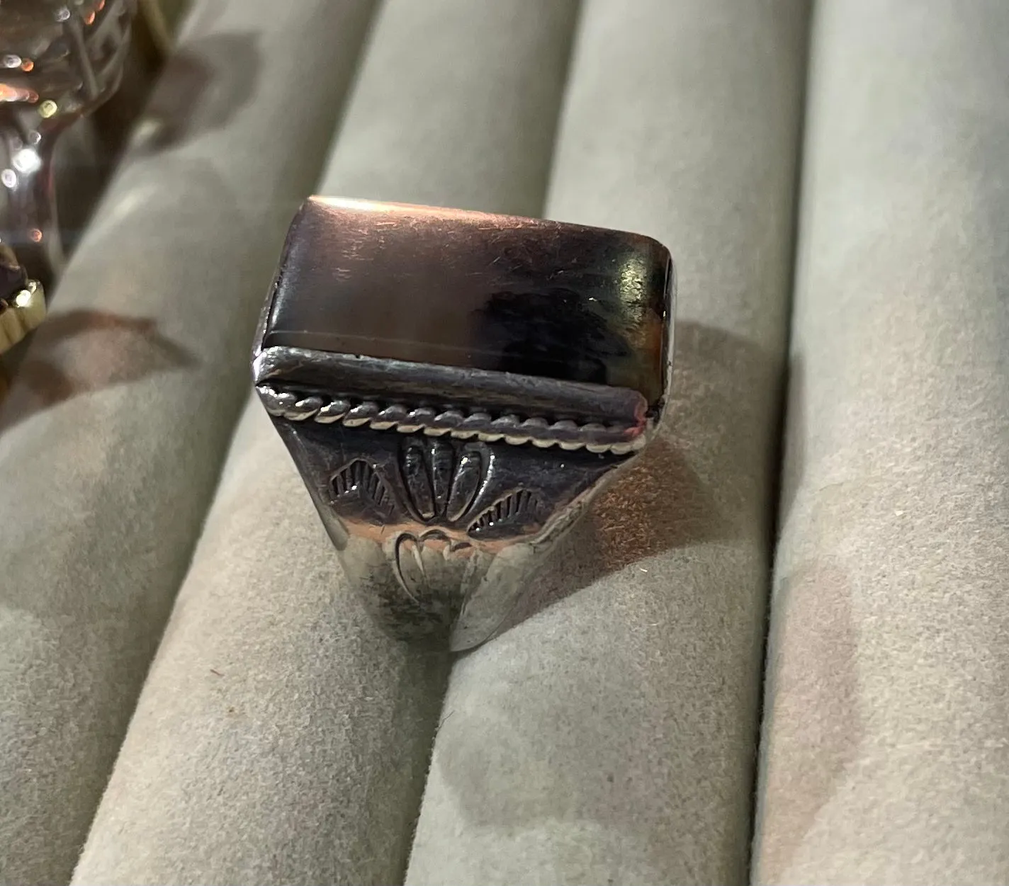 Antique Sterling & Stone Asian Ring
