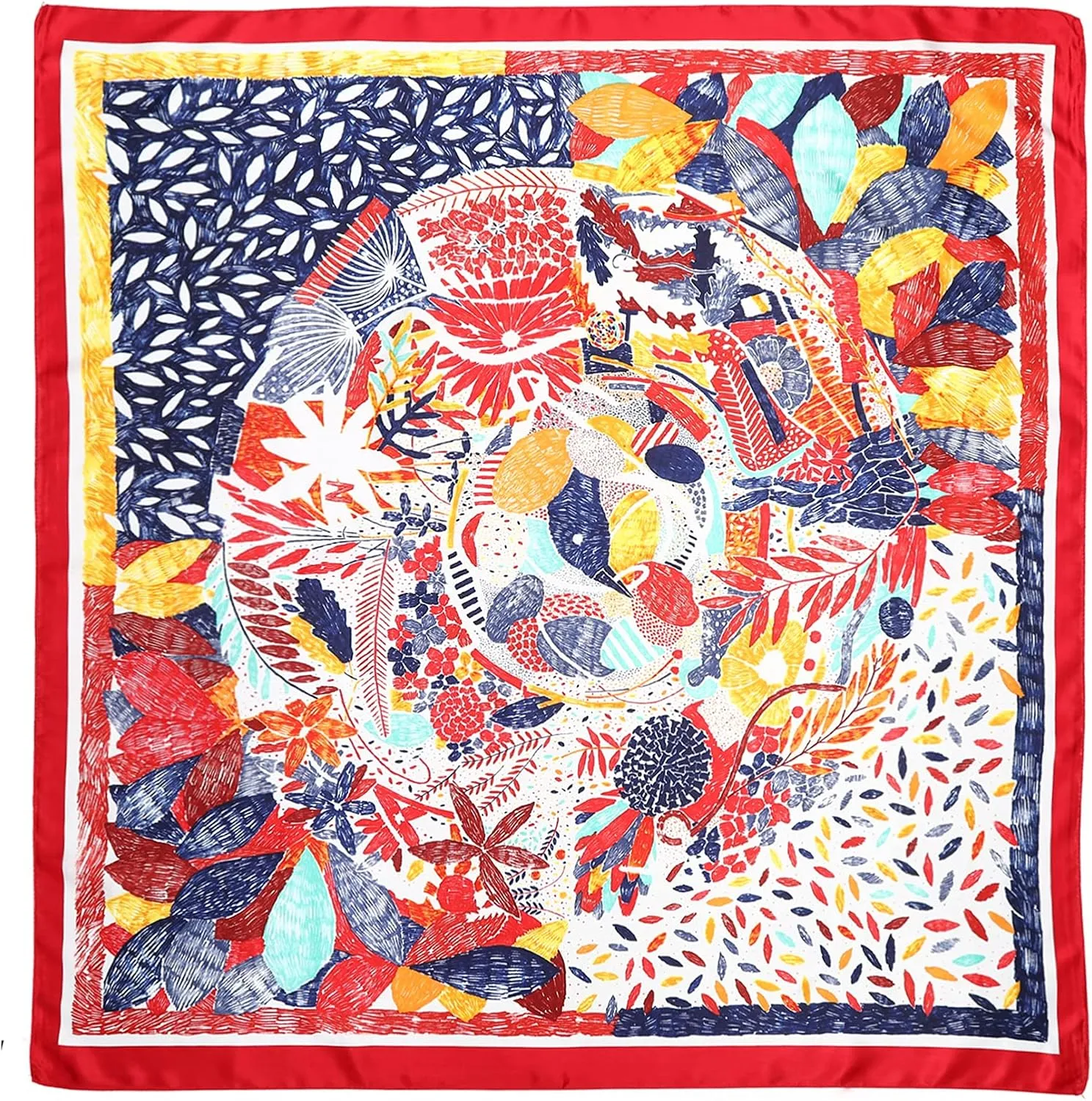 AWAYTR 35 Large Satin Square Head Scarf - 2Pcs Silk Like Floral Head Scarves Square Satin Hair Scarf Bandanas for Women