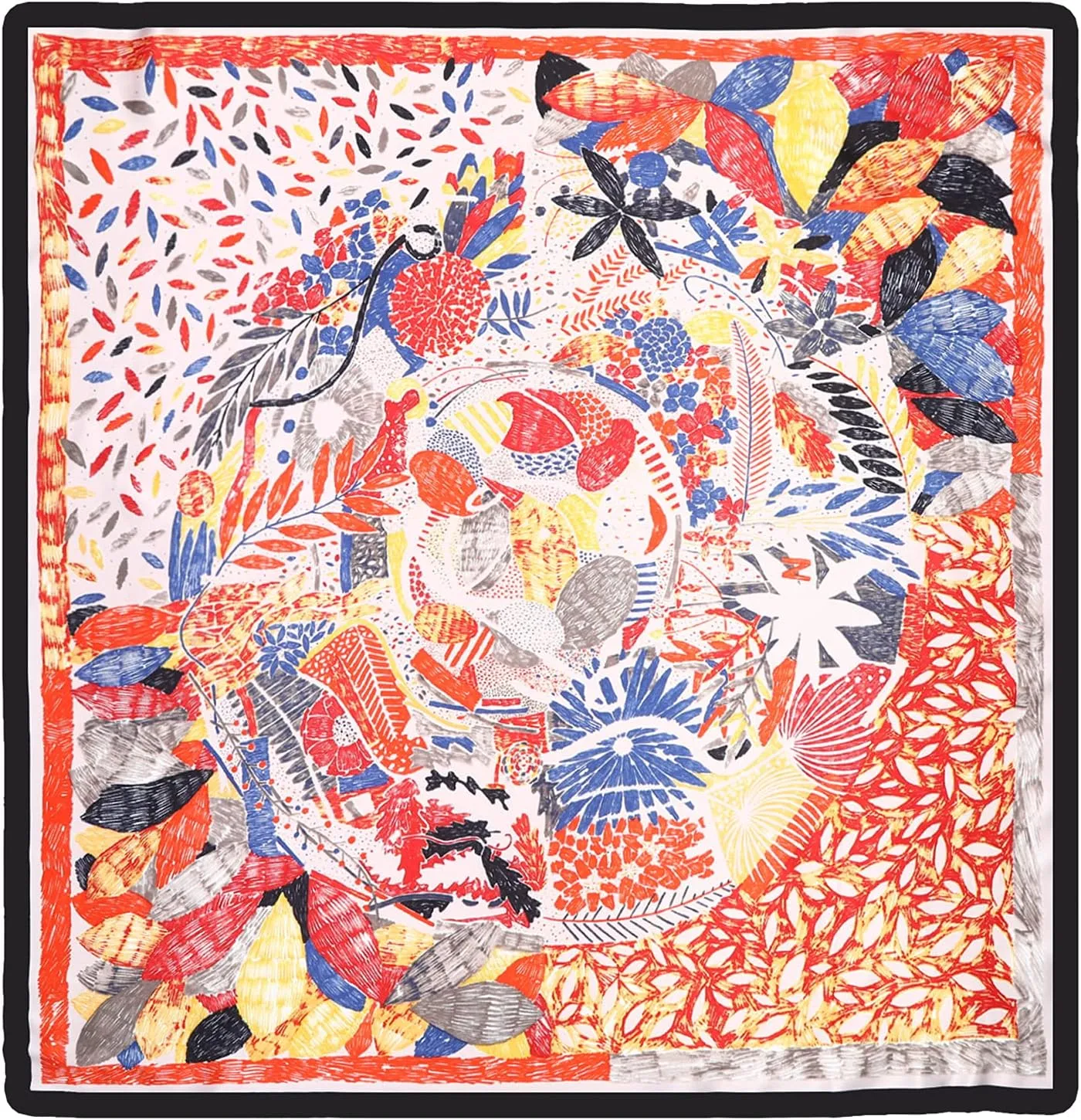 AWAYTR 35 Large Satin Square Head Scarf - 2Pcs Silk Like Floral Head Scarves Square Satin Hair Scarf Bandanas for Women