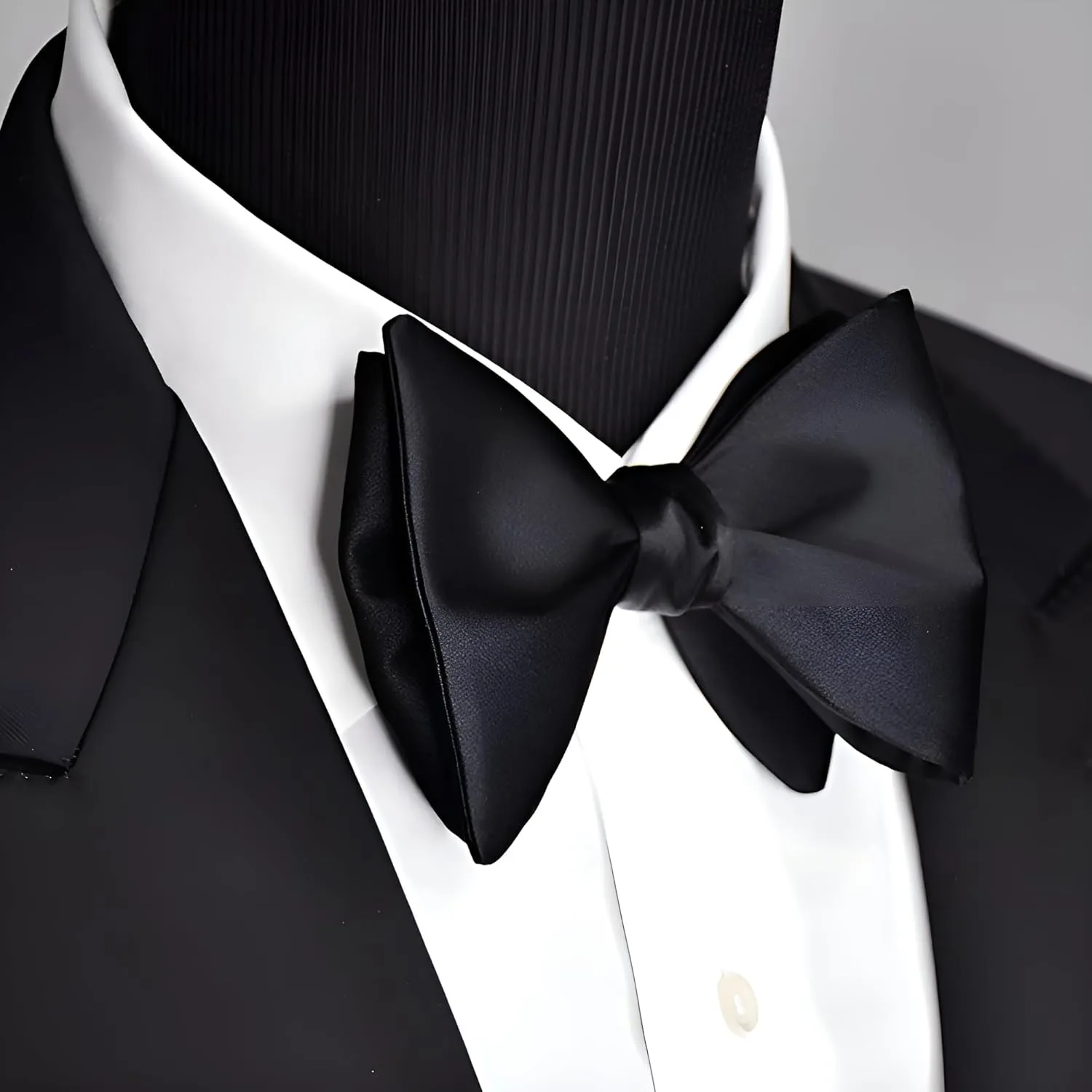 Black Oversized Butterfly Bow Tie - Pre-tied Formal Tuxedo & Wedding Bow Tie