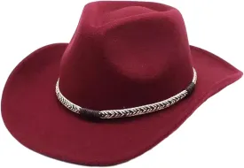 Classic Western Felt Cowboy Cowgirl Hat for Women Men, Outdoor Fedora Hats Wide Brim Cowgirl Hats with Belt Buckle