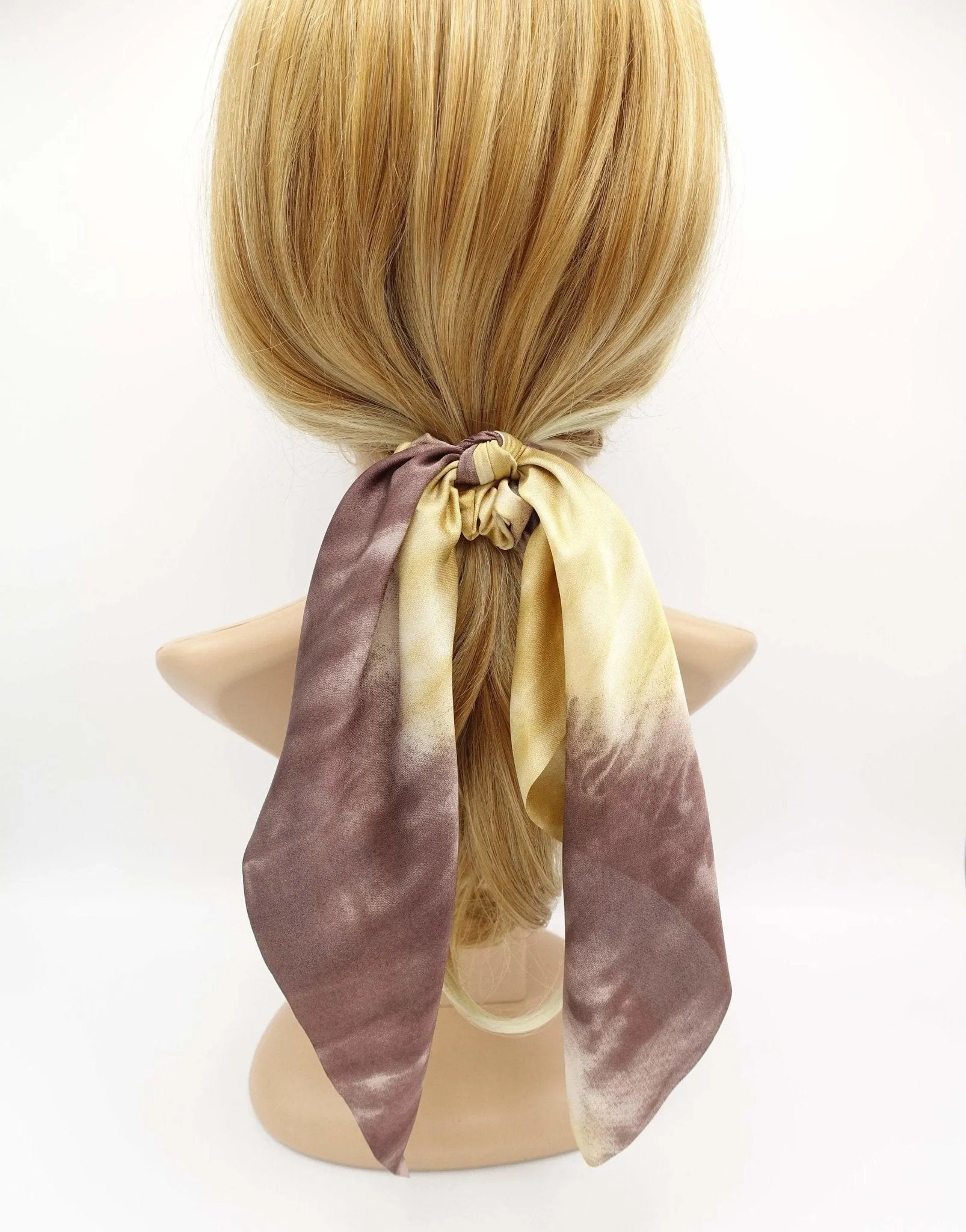 color gradation bow knot scrunchies  long tail hair elastic ponytail holder women hair accessory