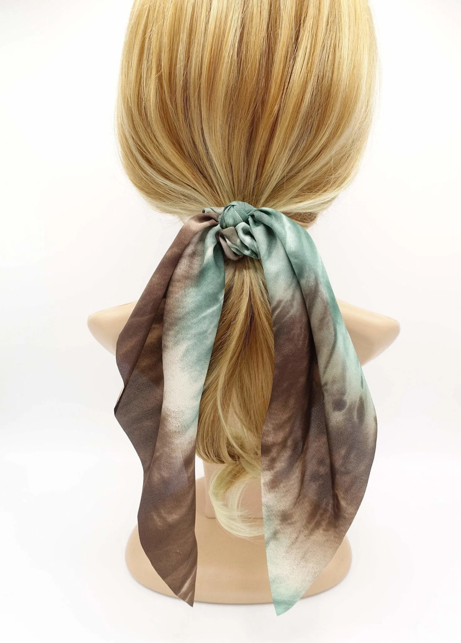 color gradation bow knot scrunchies  long tail hair elastic ponytail holder women hair accessory
