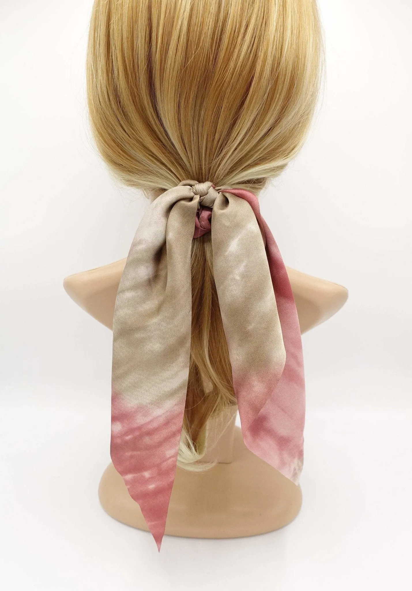 color gradation bow knot scrunchies  long tail hair elastic ponytail holder women hair accessory