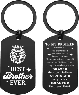 ENGZHI Unique Graduation Gifts for My Brother, Best Brother Ever Keychain for Fathers Day, Birthday, Christmas, Sentimental Present