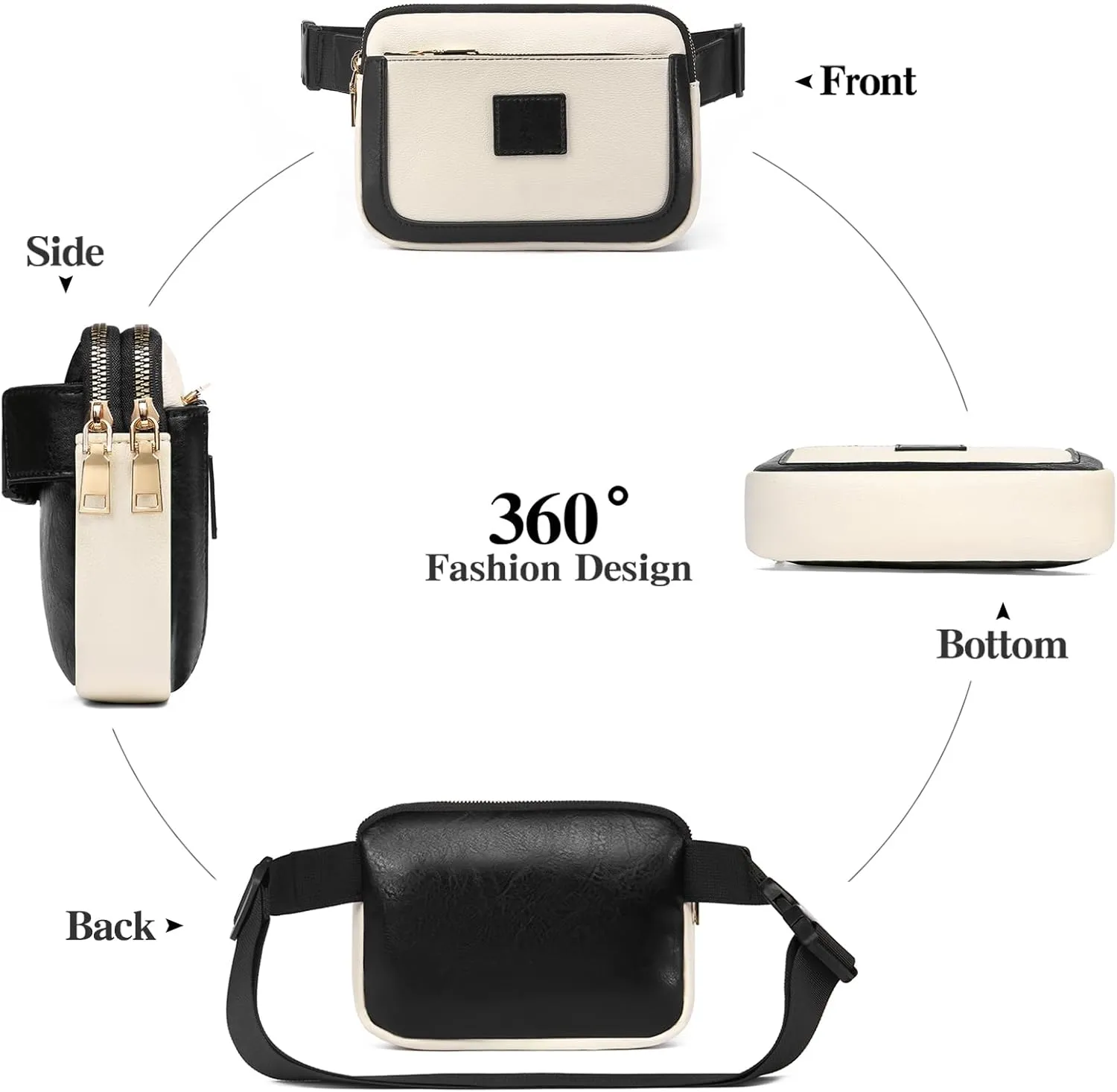 Fanny Packs for Women Leather Belt Bag Crossbody Fashion Waist Packs Bum Bag with Adjustable Strap