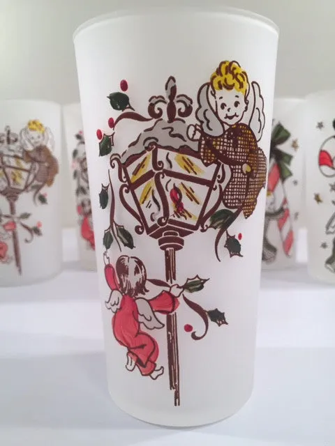 Federal Glass - Gay Fad Design - Angels Preparing for Christmas (Set of 6)