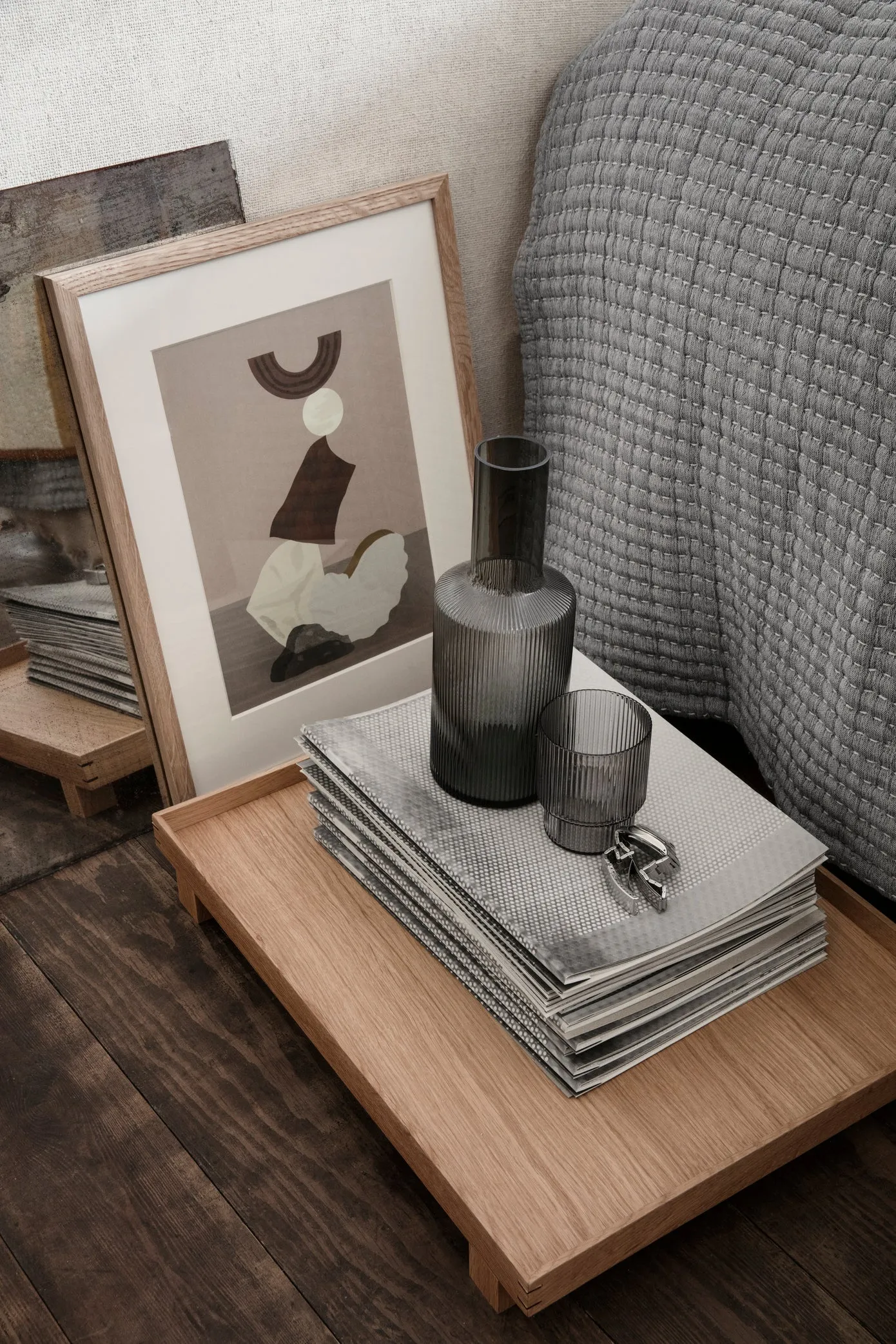 ferm Living Ripple Glasses Stepped in Smoked Grey | Set of 4 - Perfect for water
