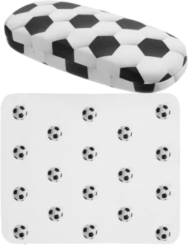 FRCOLOR Hard Shell Eyeglasses Case Cool Football Pattern Portable Sunglasses Case for Kids Students Teenager Travel Eye Glass Protective Case with Cleaning Cloth