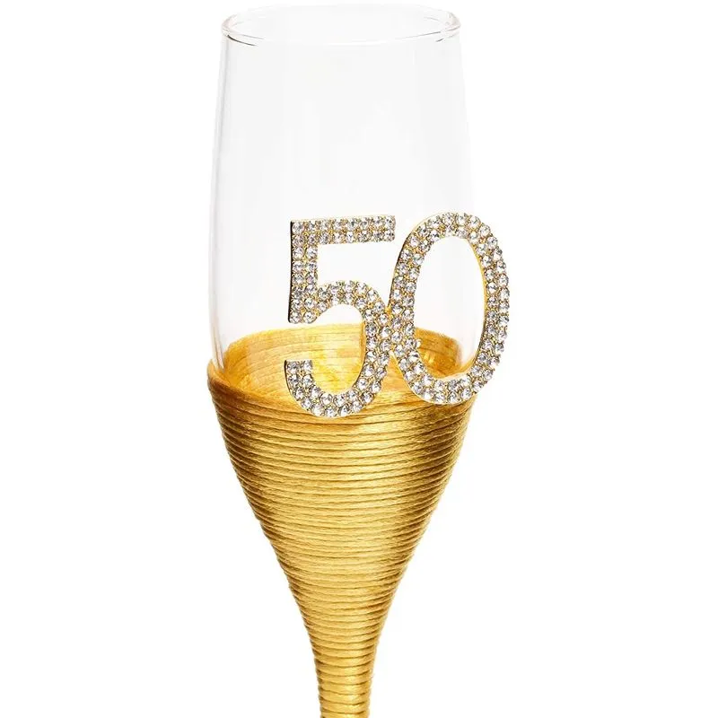 Gold 50th Anniversary Champagne Flutes (Set of 2)