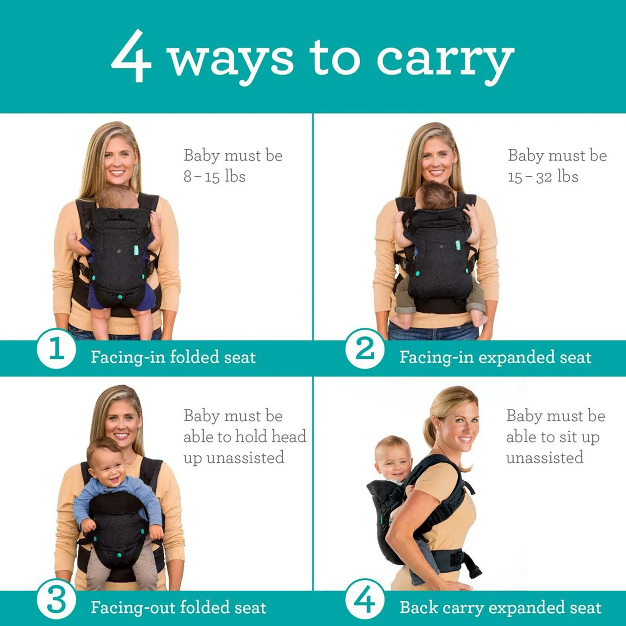 Infantino Flip 4-In-1 Convertible Carrier - Birth to 36 Months Distressed Box