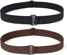 JASGOOD Women No Show Stretch Belt Elastic Web Strap Belt with Flat Buckle for Jeans Pants Dresses