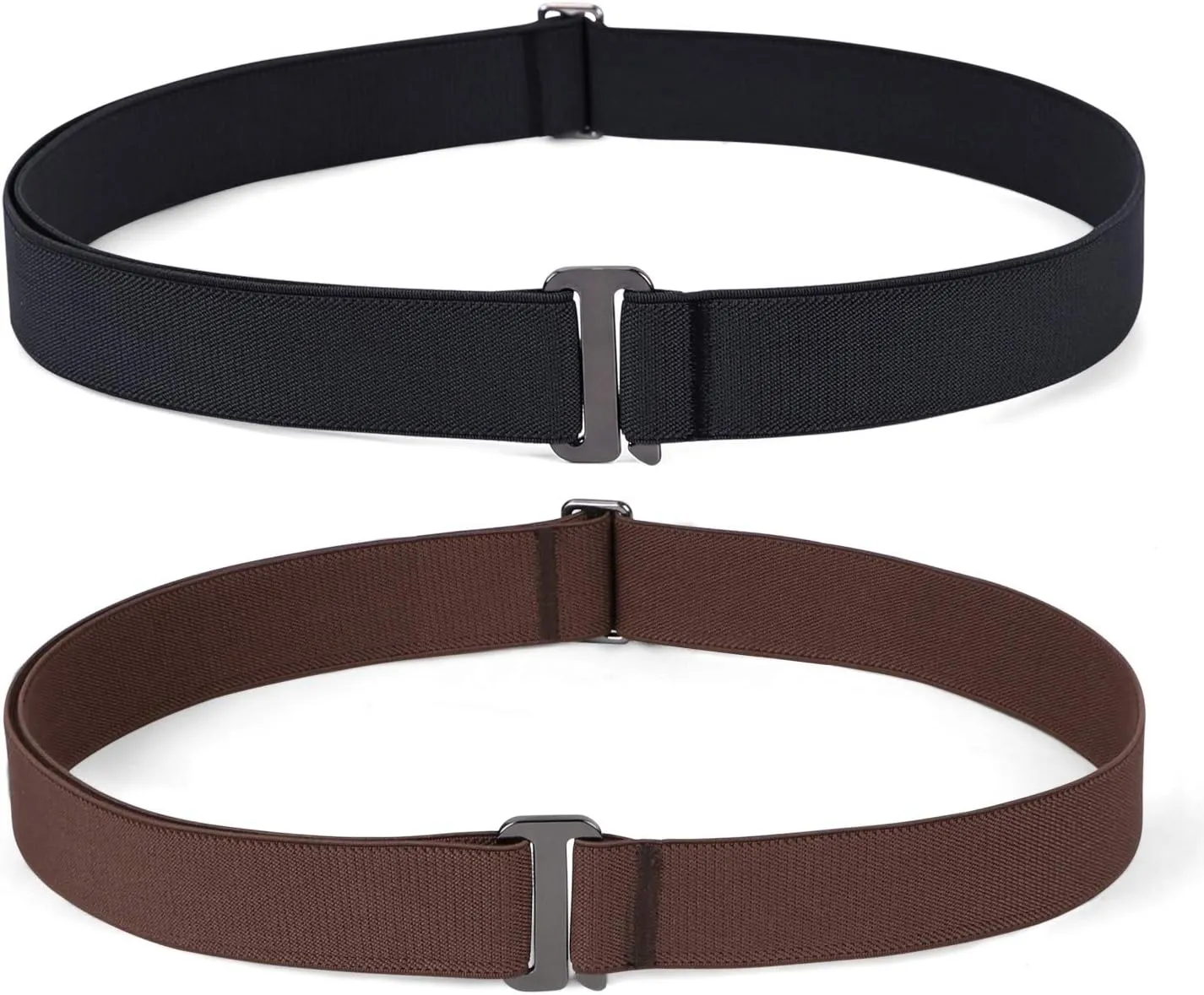 JASGOOD Women No Show Stretch Belt Elastic Web Strap Belt with Flat Buckle for Jeans Pants Dresses