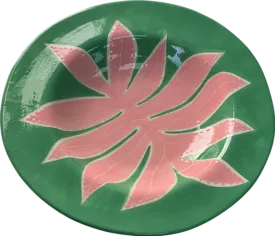 Laëtitia Rouget Ceramic Leaf Dinner Plate - 26cm - Green/Pink - Boxed