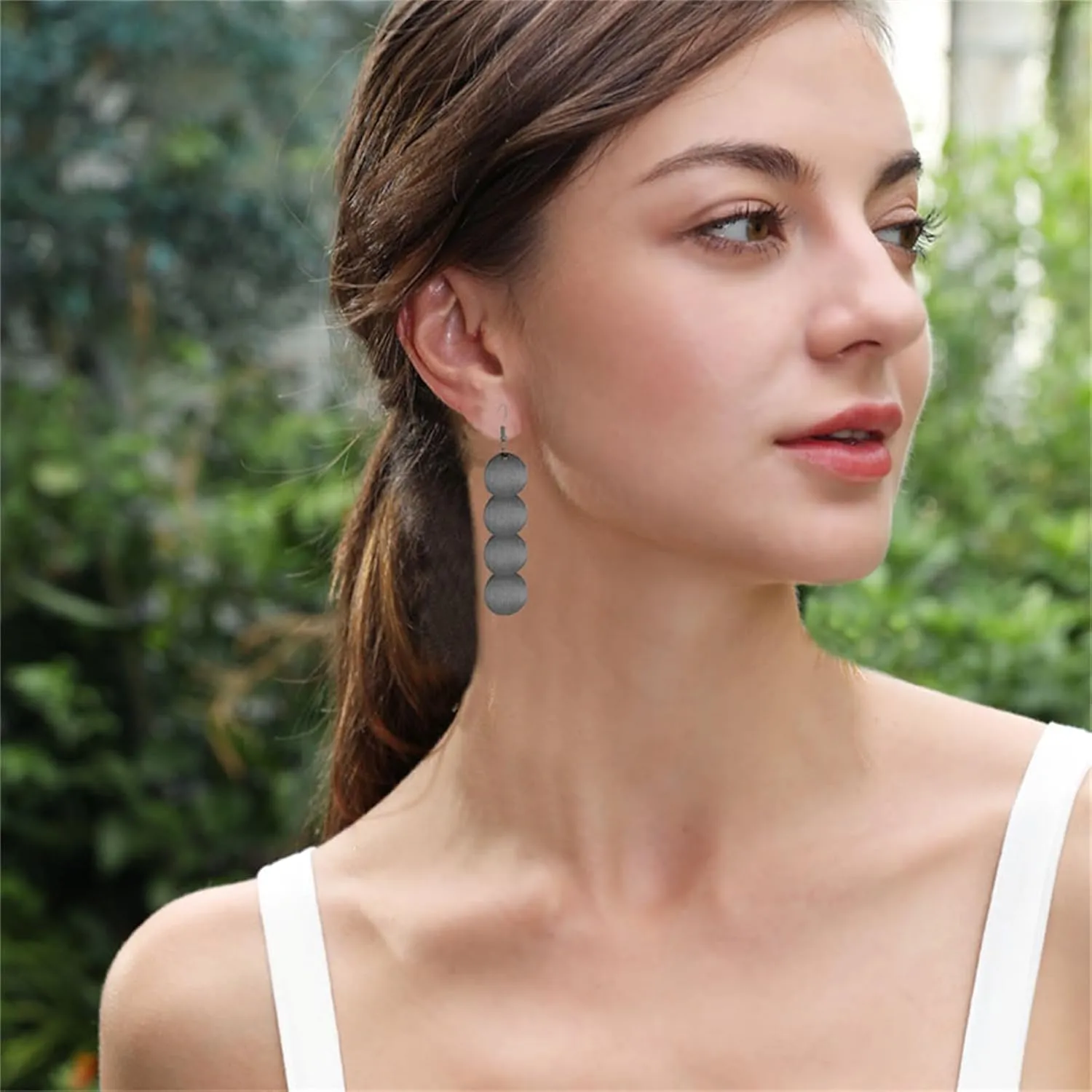 MALOYANVE Multilayer Disc Earrings for Women Fashion Long Gold Silver Plated Brushed Textured Pattern Multiple Round Circle Dangle Drop Geometric Statement Tassel Earrings Boho Jewelry