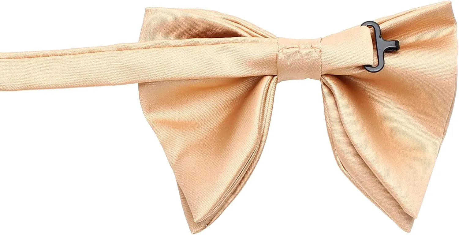 Mens Oversized Satin Silk Bow Tie Solid Color Formal Tuxedo Big Bowtie