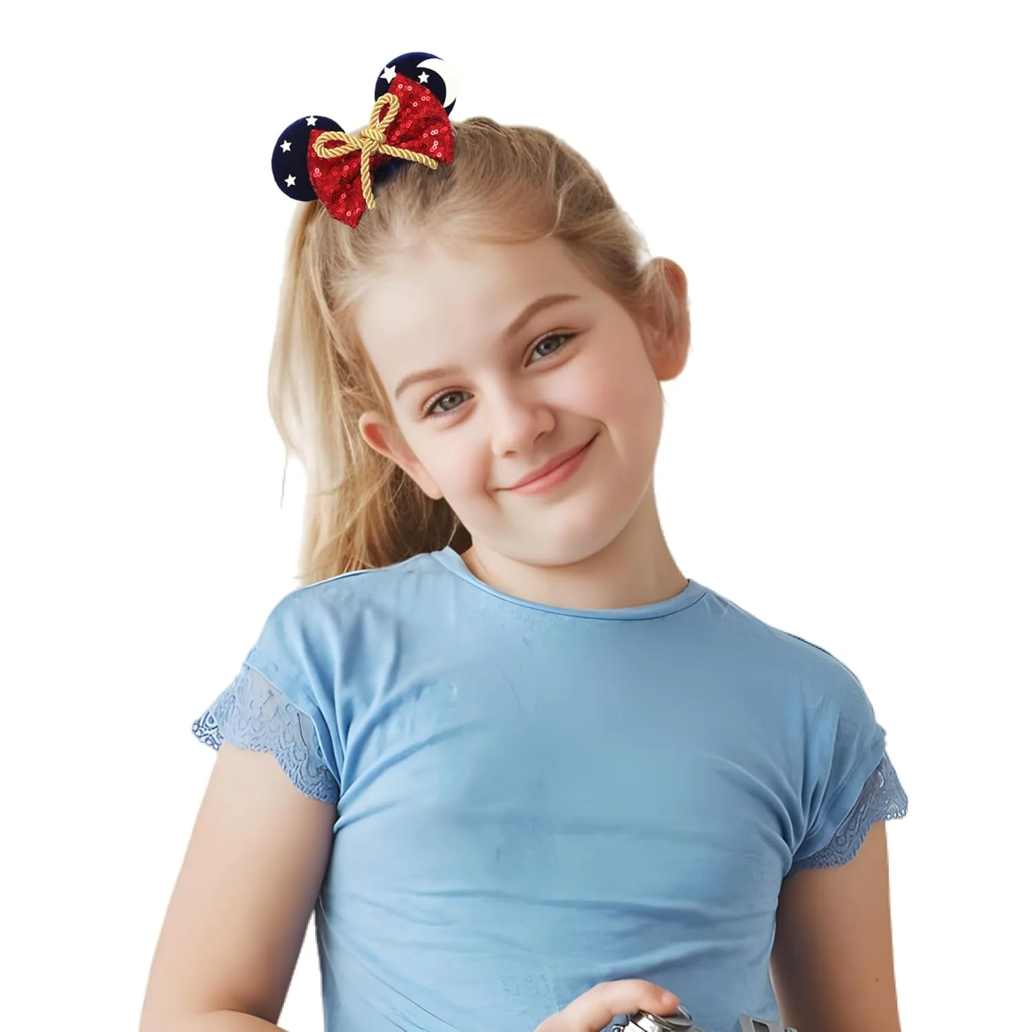 Mouse Ears Headband and Scrunchies Velvet Hair Accessories for Women Shiny Headband and Mic Ears Scrunchies for Birthday Party