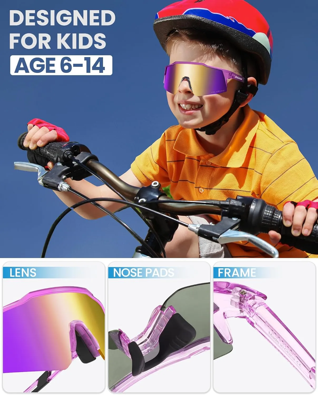 OutdoorMaster Hawk Kids Polarized Sunglasses, Kids Baseball Sunglasses with UV Protection for Girls & Boys 6-14