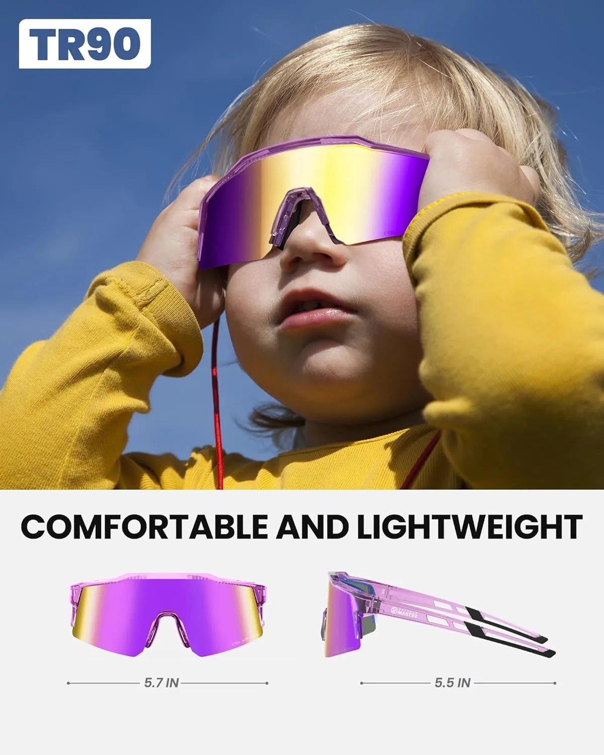 OutdoorMaster Hawk Kids Polarized Sunglasses, Kids Baseball Sunglasses with UV Protection for Girls & Boys 6-14