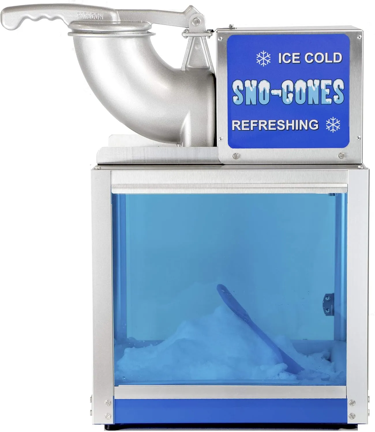 Paragon - Manufactured Fun Arctic Blast SNO Cone Machine for Professional Concessionaires Requiring Commercial Heavy Duty Snow Cone Equipment 1/3 Horse Power 792 Watts, Blue
