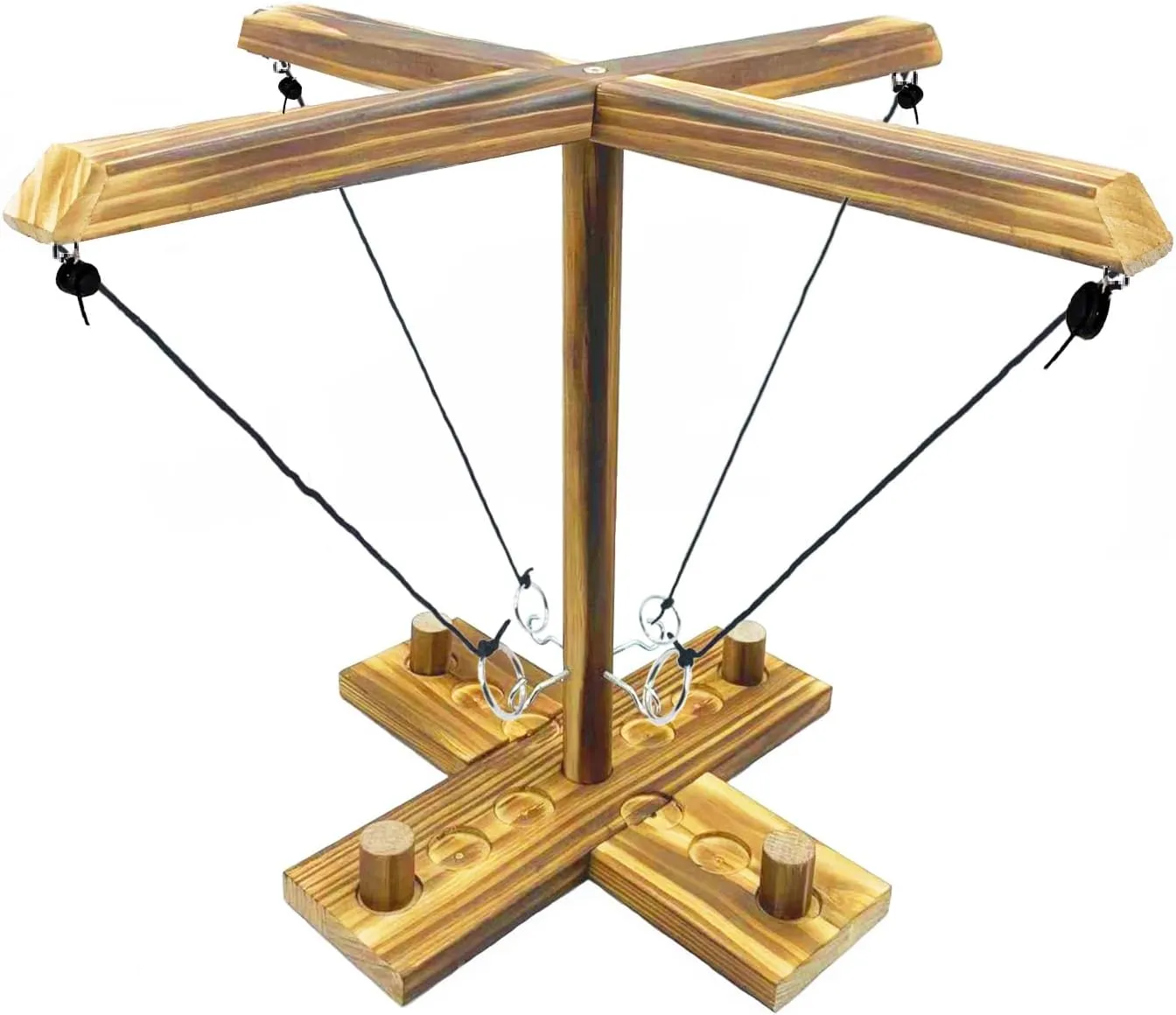 Ring Hook Toss Game, Hook and Ring Tossing Toy with Shot Ladder, Handmade Wooden Interactive Games for Bars, Home and Party Fun