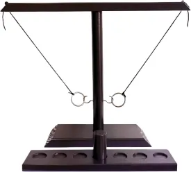 Ring Toss Game for Adults, X-Large Size 17" x 13", Wooden Hook and Ring Game, Indoor Outdoor Party Yard Games, Home, Patio Decor (Black)
