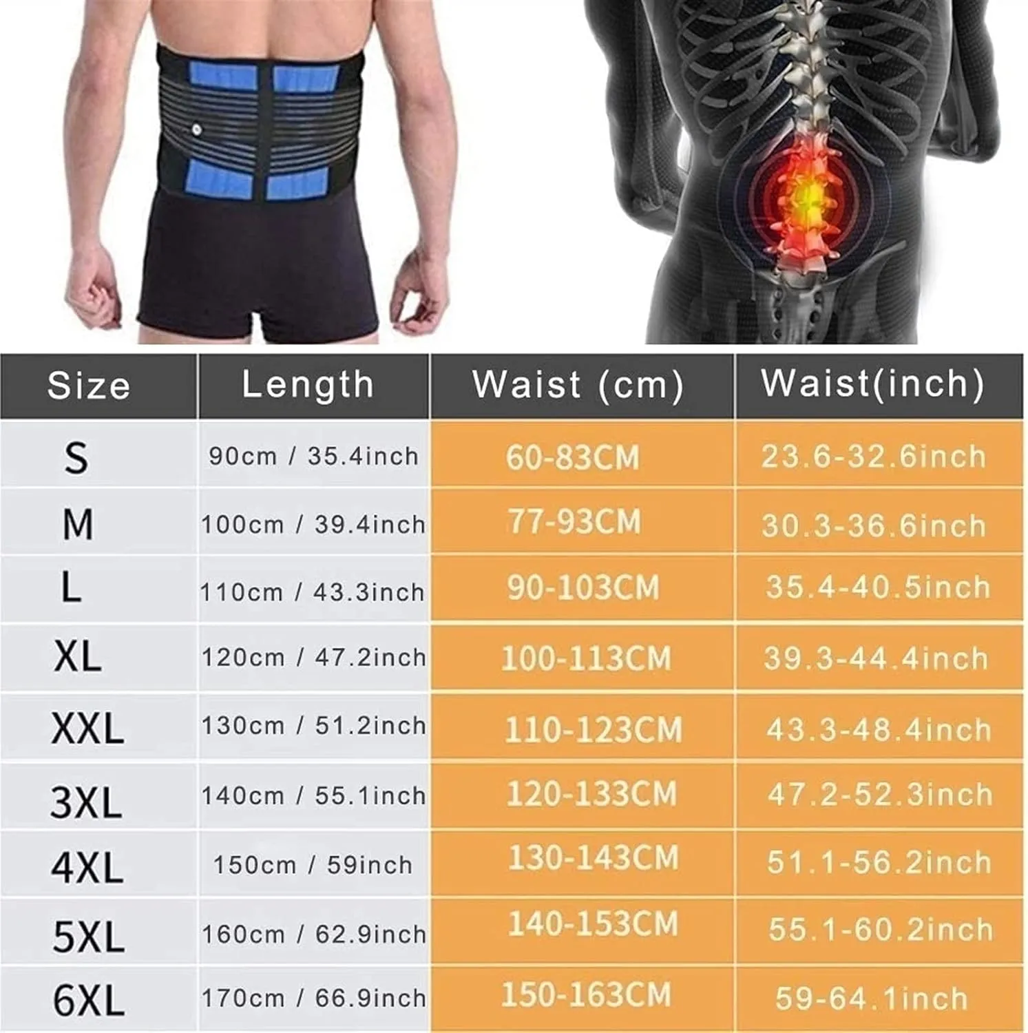 S-6XL Elastic Lumbar Back Brace Belt Orthopedic Corrector Lumbar Decompression Waist Pain Spine Support Corset Women Men Waist Trainer