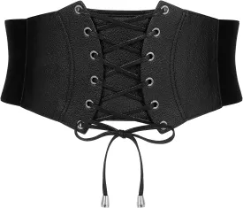 SANSTHS Corset Belt for Women, Vintage Lace-up Waspie Elastic Cincher Waist Dresses Belt for Halloween Costume Parties