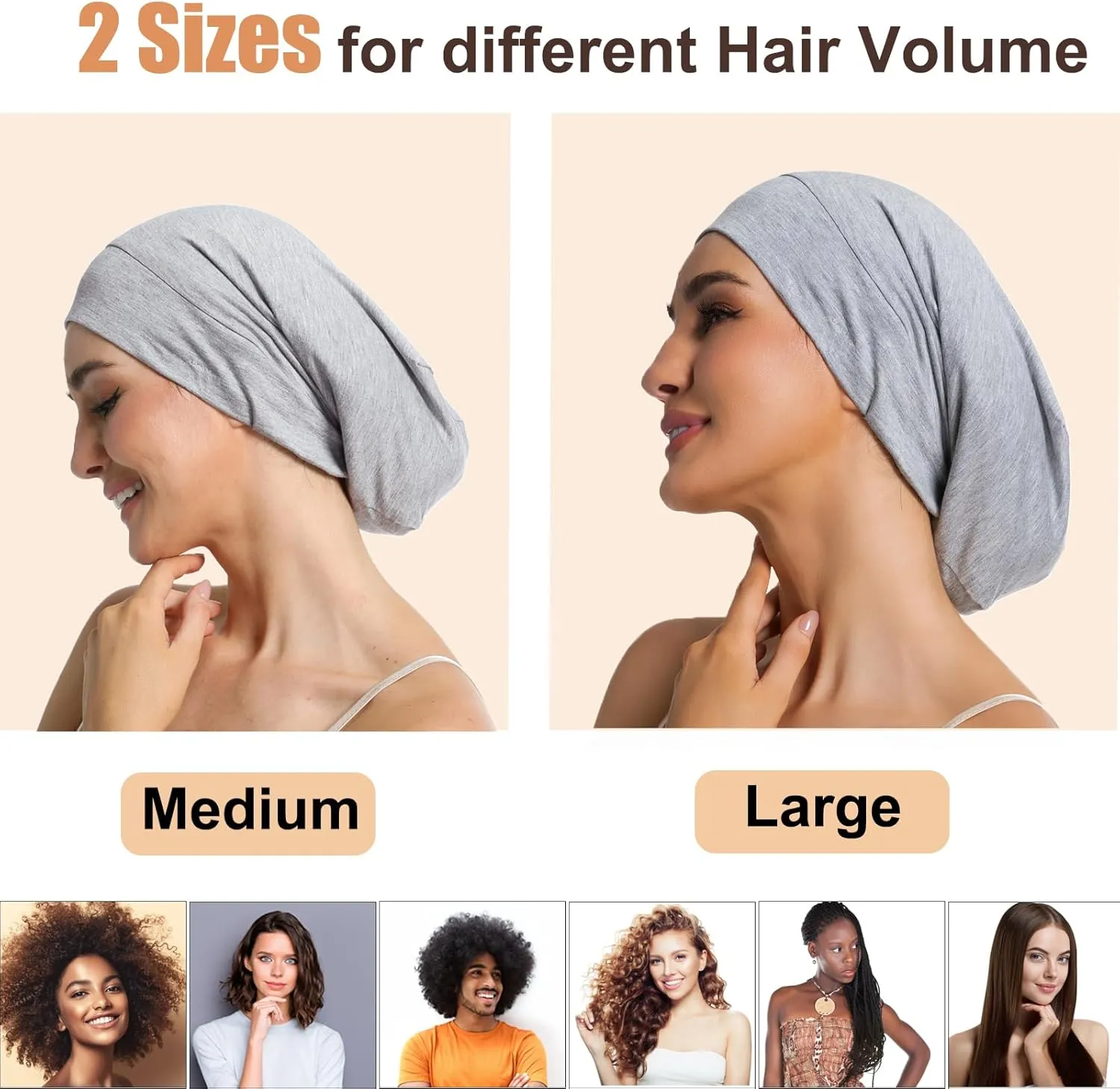Satin Bonnet for Sleeping Night Cap, Adjustable Satin Lined Silk Bonnets Sleep Cap for Curly Hair Braids Beanie Black Women