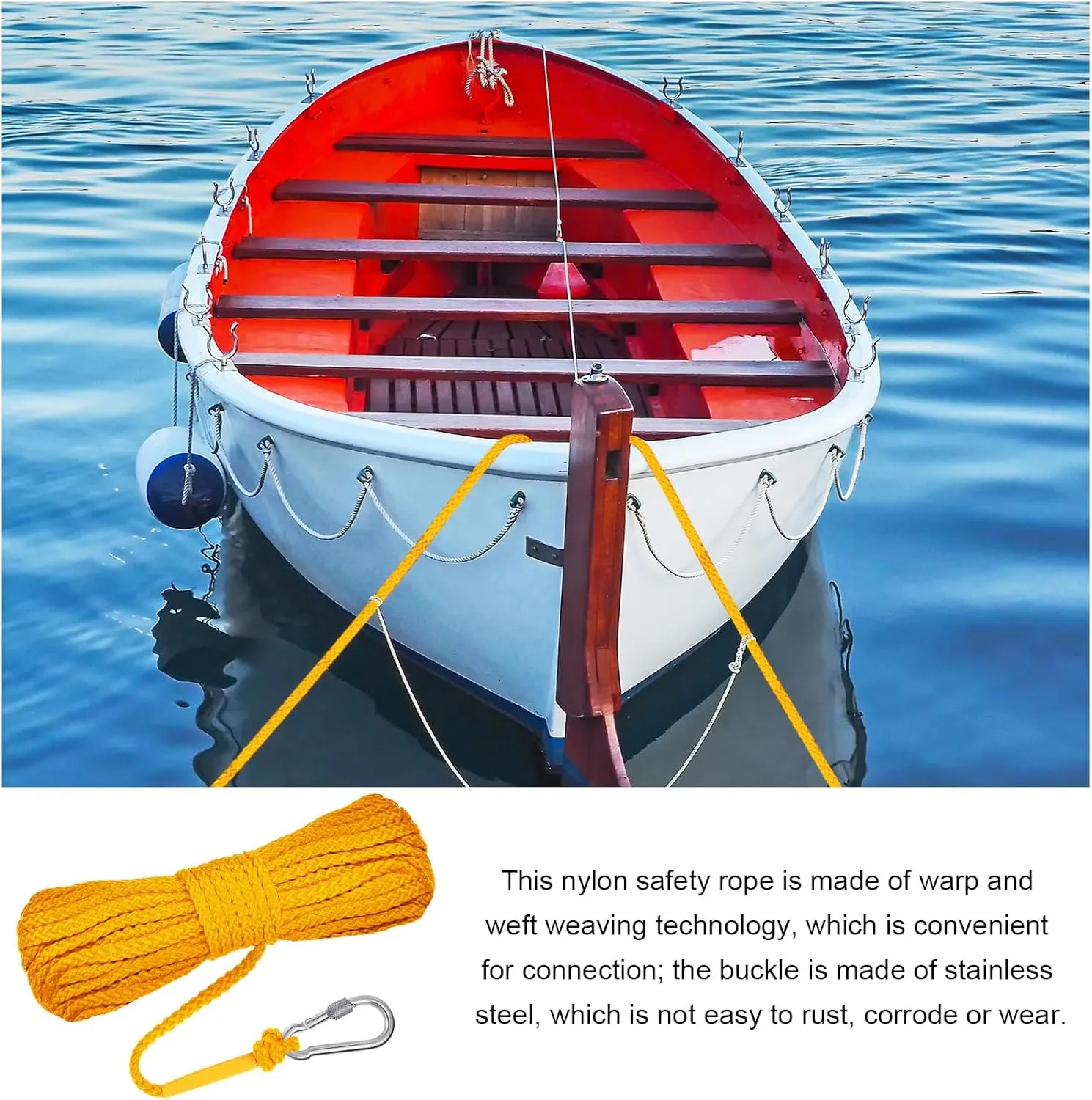Shappy Water Floating Lifesaving Rope Dock Lines Boat Rope Braided Polypropylene Outdoor Throwing Lines for Life Preserver Ring Anchor Heaving Line with Spring Hook