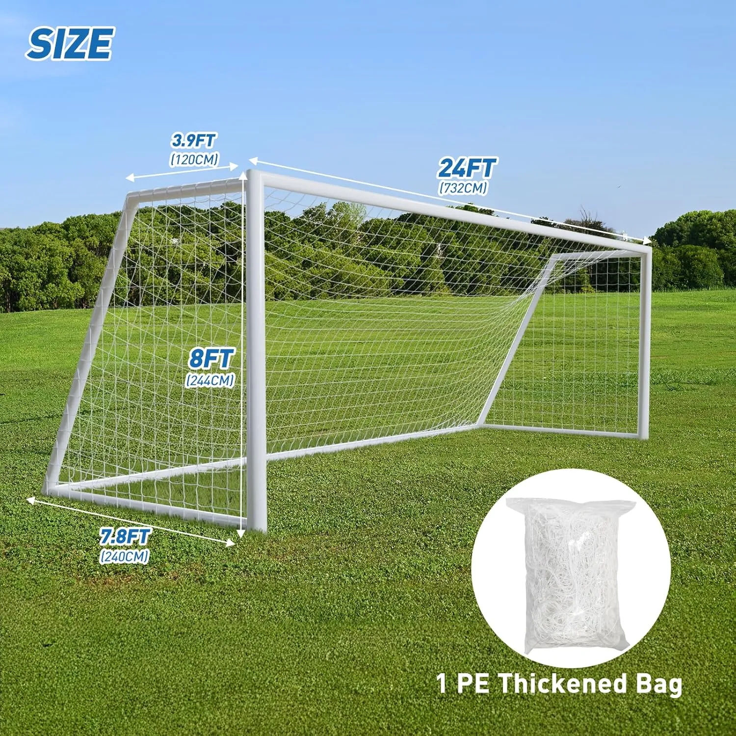 Soccer Goal Replacement Net - Replacement Soccer Net for 24'x8', 12'x6', 10'x6.5' and 6'x4' Soccer Goals - Not Include Posts