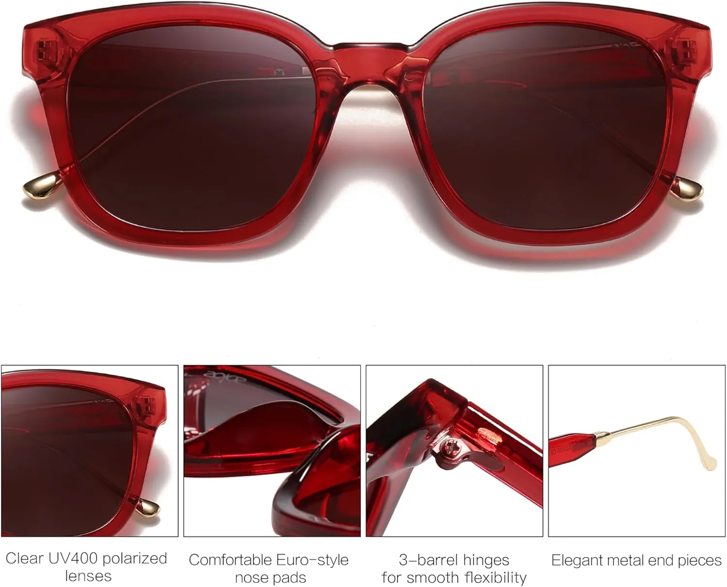 SOJOS Classic Square Polarized Sunglasses Womens Mens Retro Trendy UV400 Sunnies SJ2050