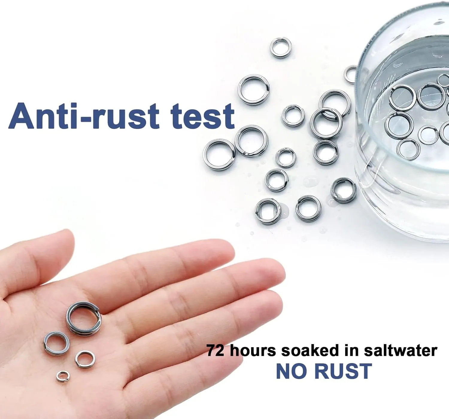 Split Rings Fishing 200Pcs Stainless Steel Heavy Duty Split Ring Pliers Saltwater Treble Hooks Terminal Tackle Connector