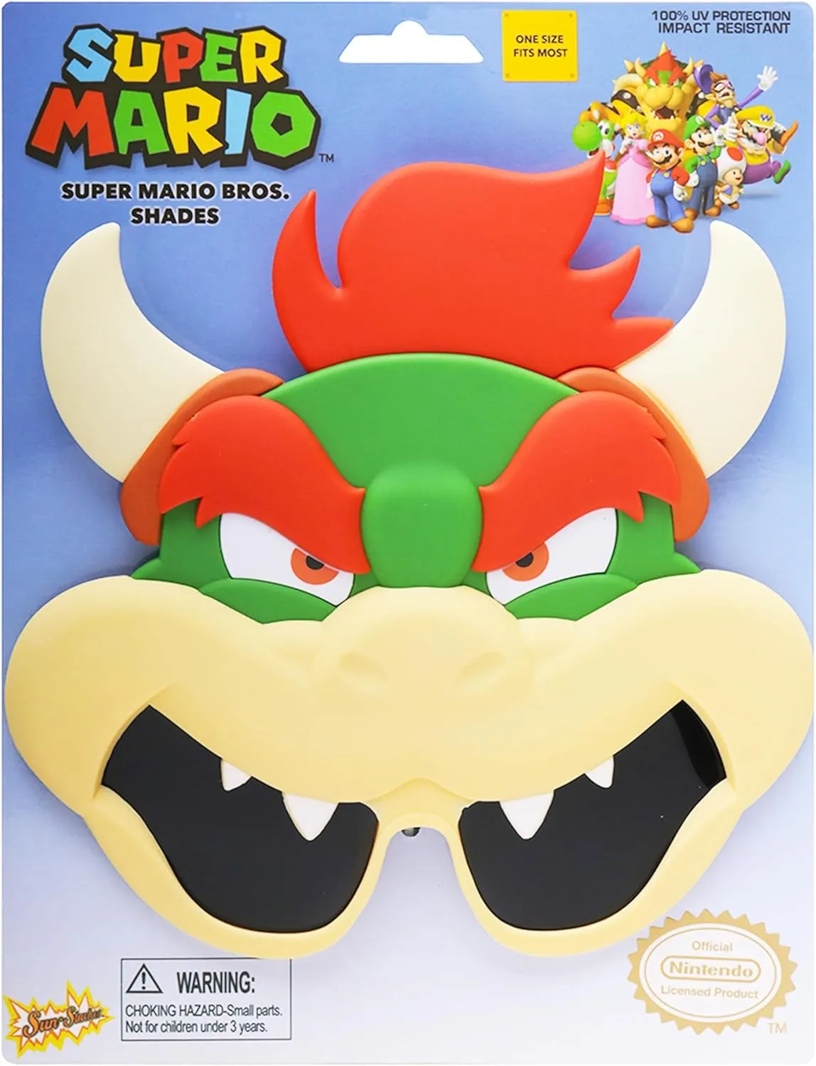 Sun-Staches Bowser Sunglasses | Officially Licensed Nintendo Costume Accessory for Super Mario Fans | UV 400 | One Size Fits Most