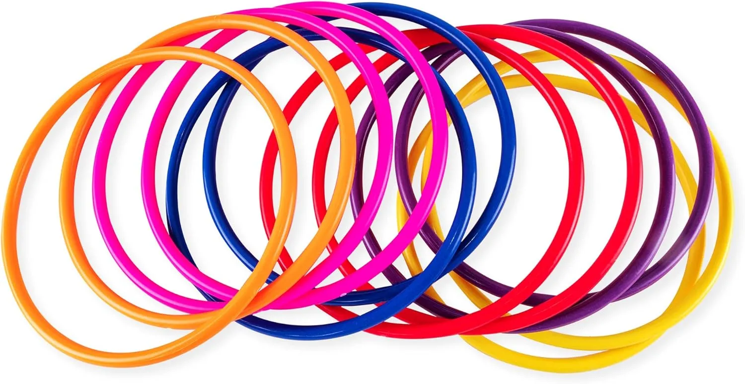 Super Z Outlet Colorful Plastic Ring Toss Outdoor Activity Games for Sports Practice Speed Agility Training (12 Pack)