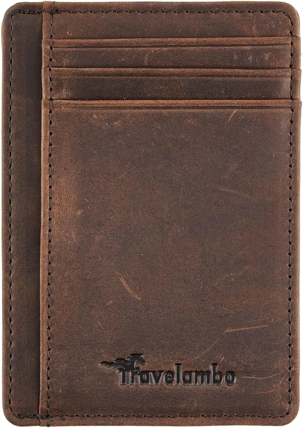 Travelambo Slim Wallet Front Pocket Minimalist Leather RFID Blocking Medium Size