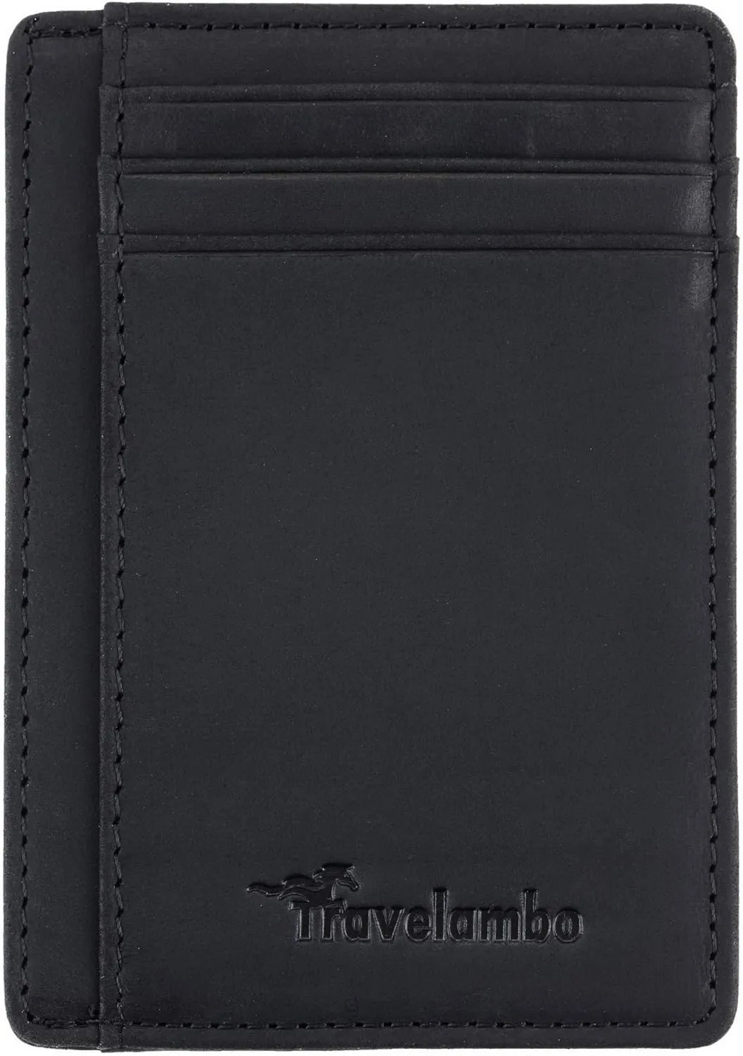 Travelambo Slim Wallet Front Pocket Minimalist Leather RFID Blocking Medium Size