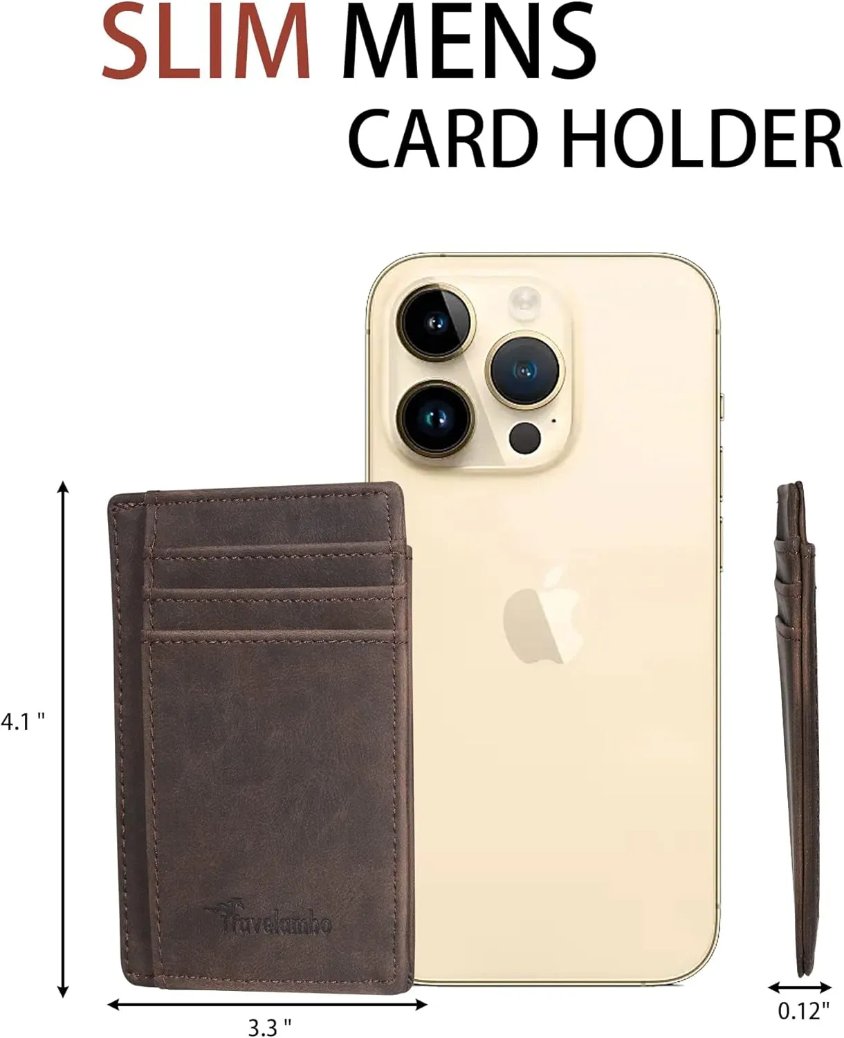 Travelambo Slim Wallet Front Pocket Minimalist Leather RFID Blocking Medium Size