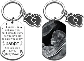 Ultrasound Keychain for Dad To Be - Personalized First Fathers Day 2025 Gift, New Daddy Expectant Father 1st Time Dad Birthday Present, Pregnancy Baby Shower & Baby Reveal Keepsake Ultrasound