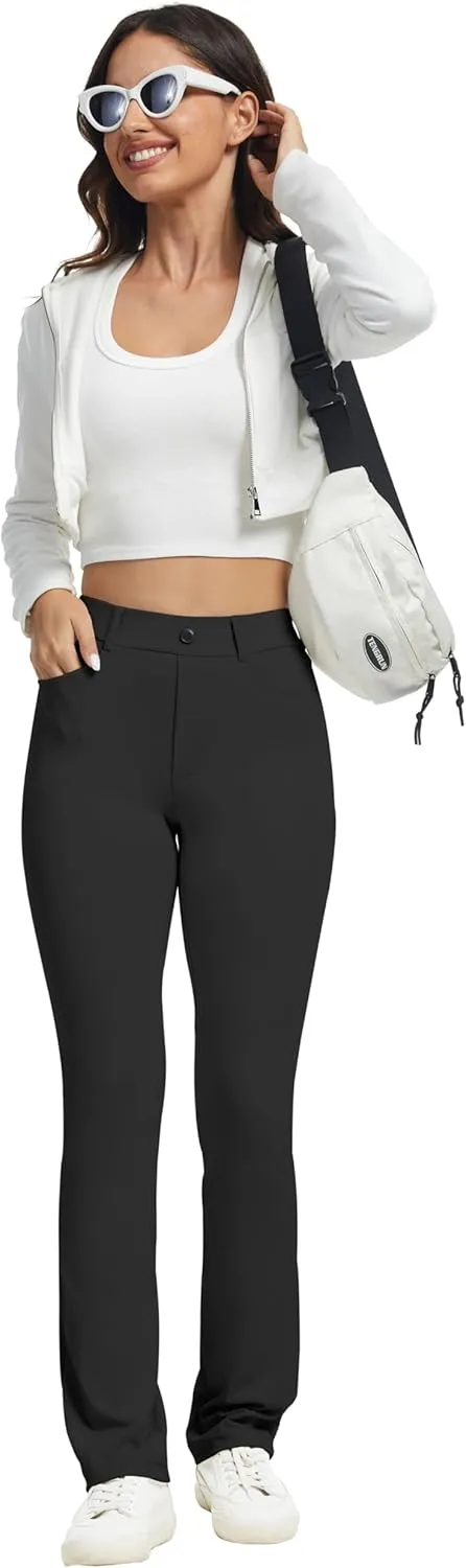 VIMPEP Womens Stretchy Yoga Dress Pants Straight Leg with Pockets Casual Petite/Regular 1202