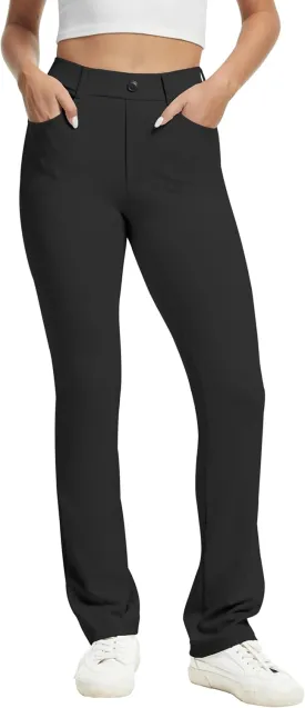 VIMPEP Womens Stretchy Yoga Dress Pants Straight Leg with Pockets Casual Petite/Regular 1202