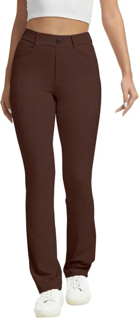 VIMPEP Womens Stretchy Yoga Dress Pants Straight Leg with Pockets Casual Petite/Regular 1202